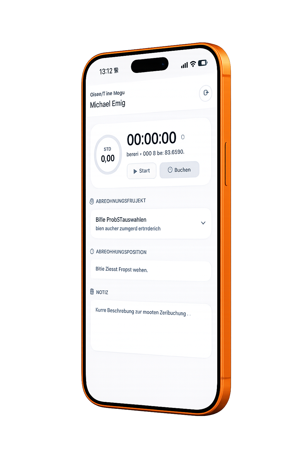 ObjektTime Mobil App auf einem iPhone